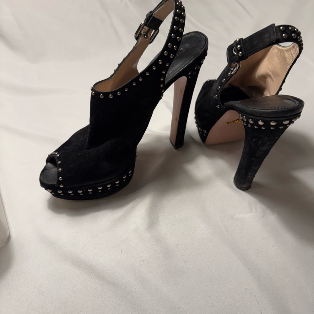 Prada Black Studded Platform Heels - Picture 6 of 7